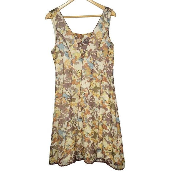 Sundance Women's Evelyn 100% Silk Crepe Slip Dress Watercolor Print Size 12 - Picture 2 of 12